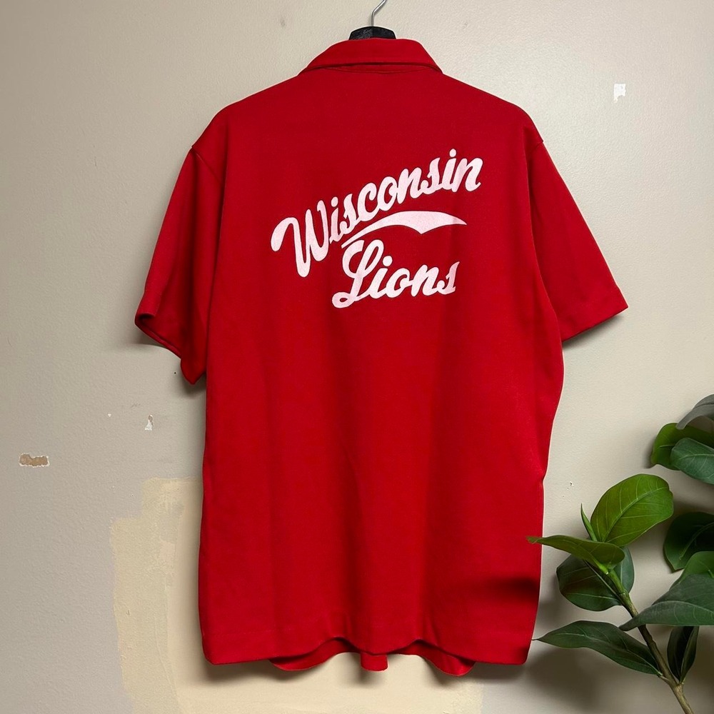 Vintage 80s King Louie Wisconsin Lions Club Red Polo Shirt Mens XL USA Made